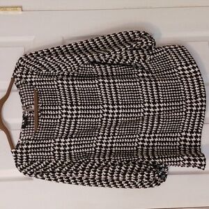 Talbots black & white 3/4 gingham print lightweight blouse size LP